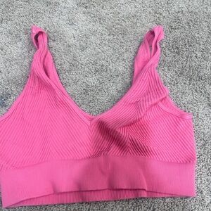 Nikibiki Hot Pink Ribbed V-Neck Tank Top